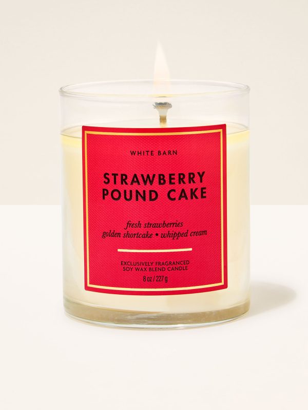 Single Wick Candle  Strawberry Pound Cake 8 oz / 227 g