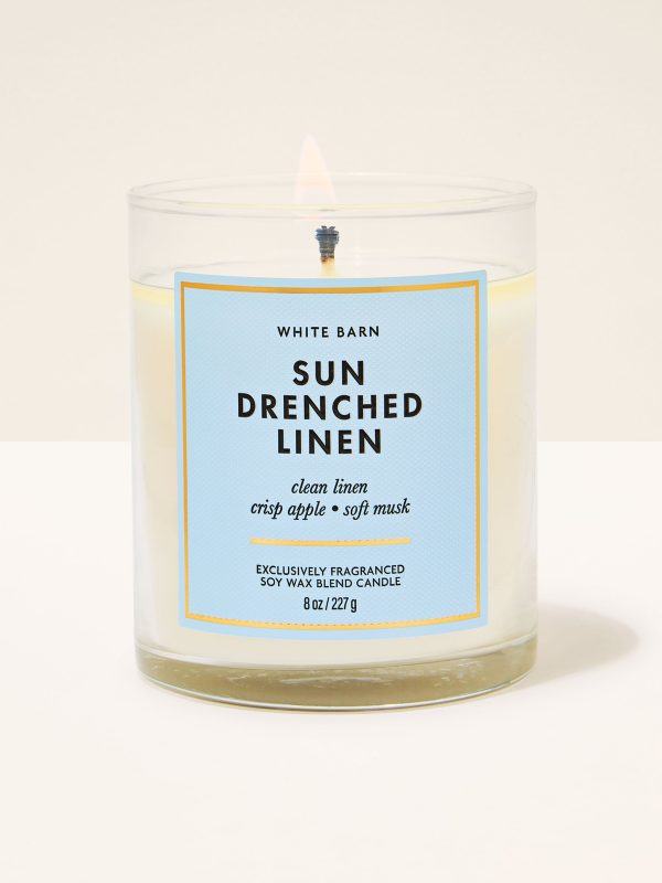 Single Wick Candle  Sun Drenched Linen 8 oz / 227 g