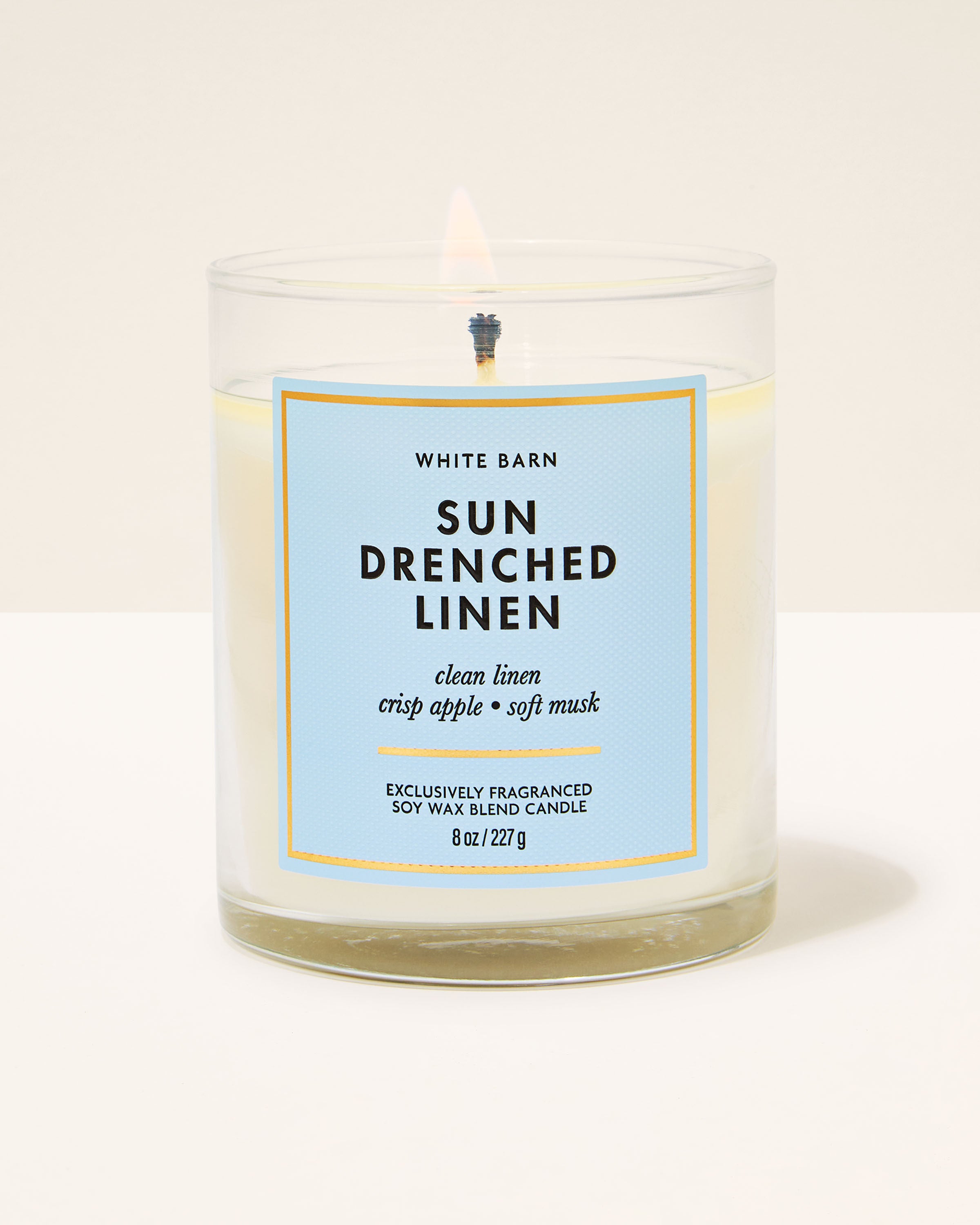 Single Wick Candle Sun Drenched Linen 8 oz / 227 g