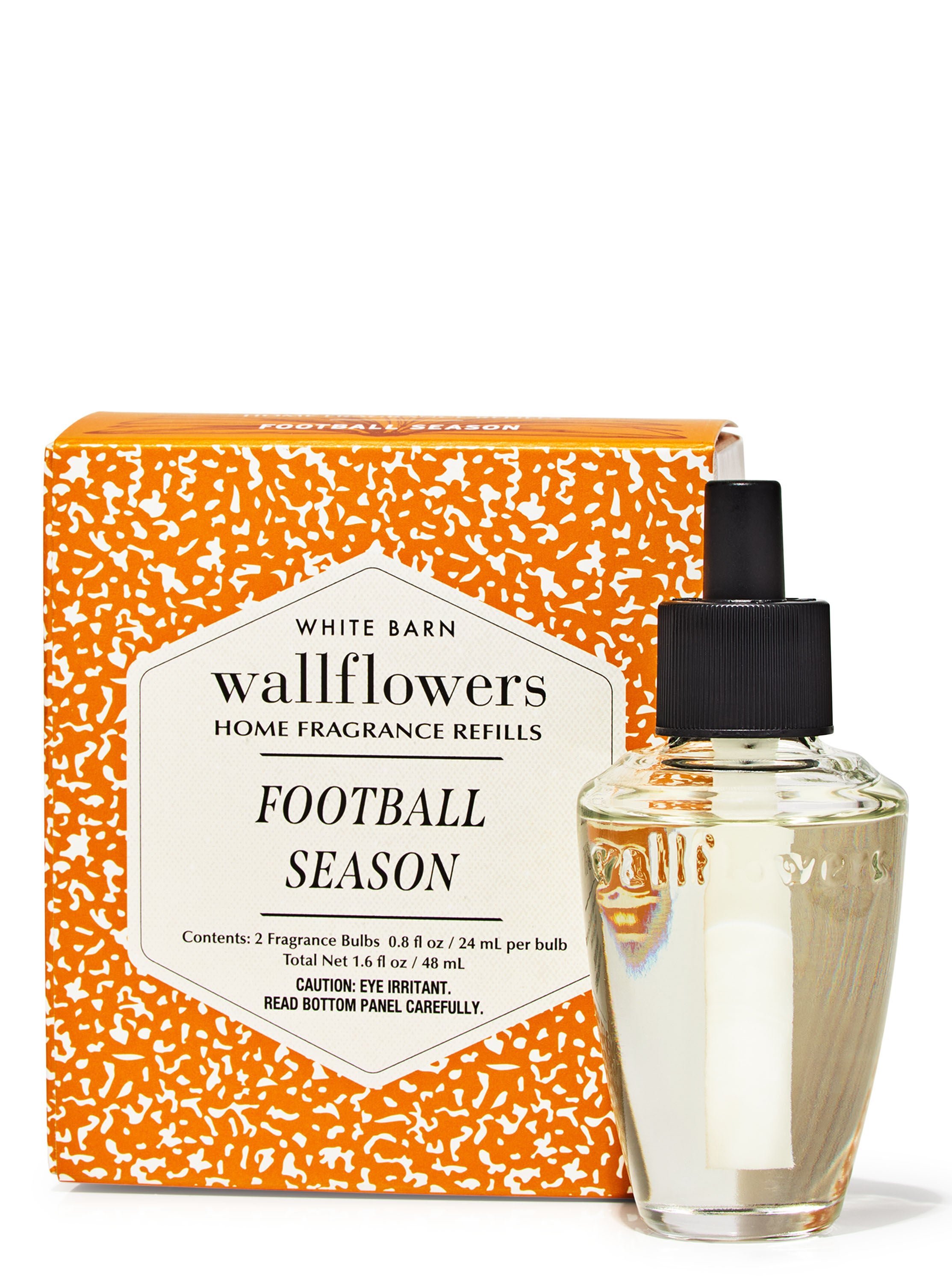 Wallflowers Refills 2-Pack Football Season 2 fragrance bulbs 0.8 fl oz / 24 ml per bulb total net 1.6 fl oz / 48 ml