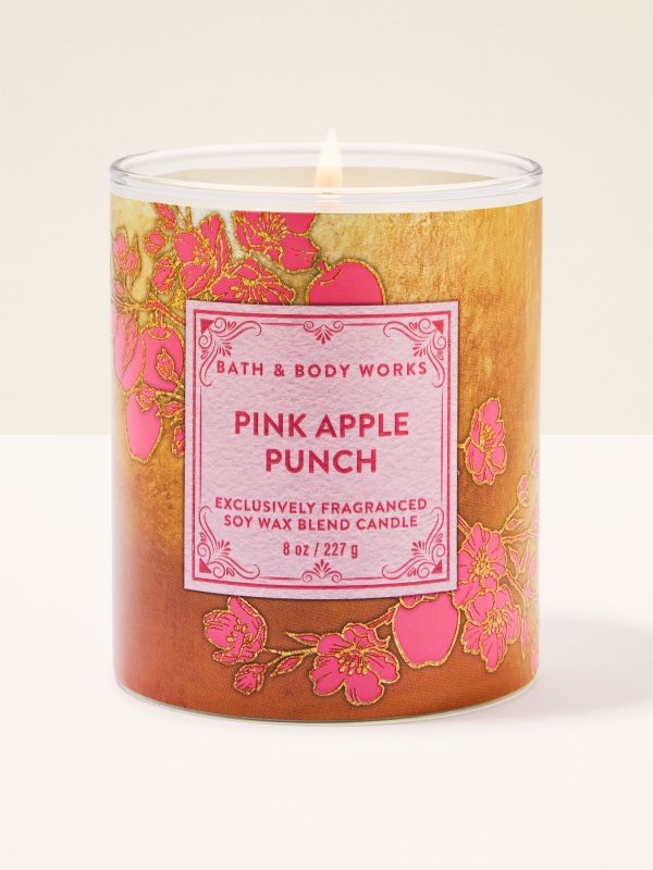 Single Wick Candle  Pink Apple Punch 8 oz / 227 g