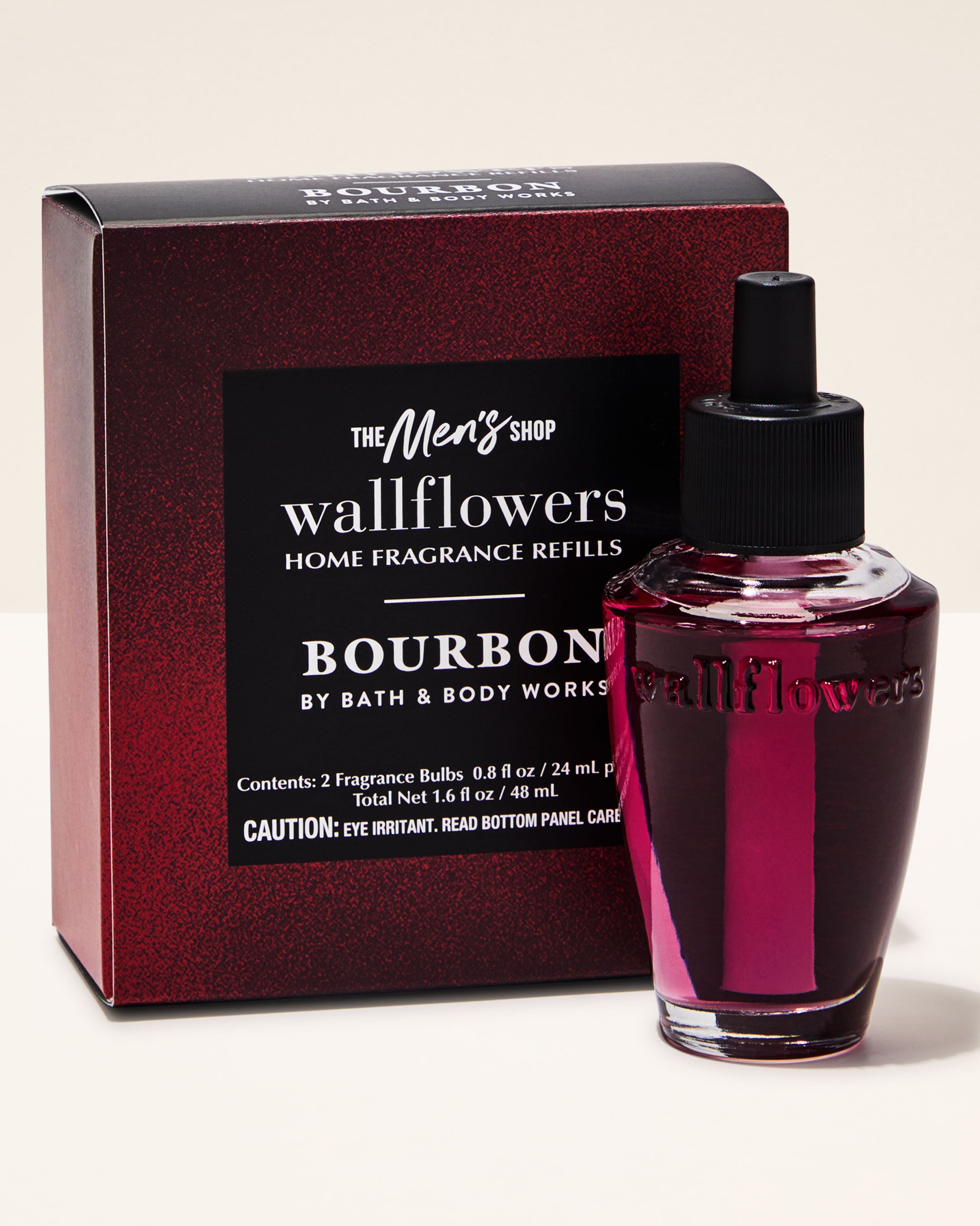 Wallflowers Refills 2-Pack Bourbon 2 fragrance bulbs 0.8 fl oz / 24 ml per bulb total net 1.6 fl oz / 48 ml