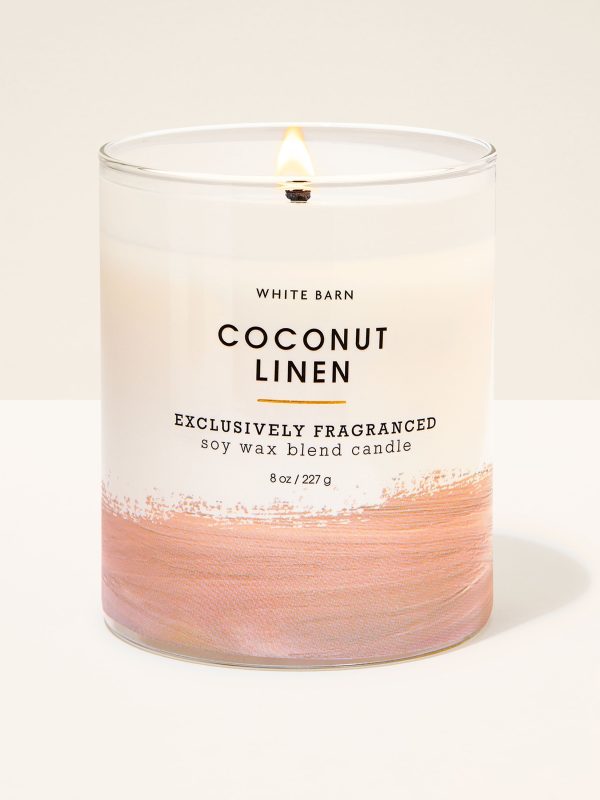 Single Wick Candle  Coconut Linen 8 oz / 227 g