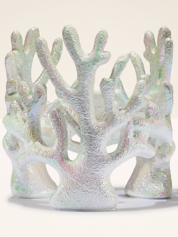 3-Wick Candle Holder Iridescent Coral Pedestal