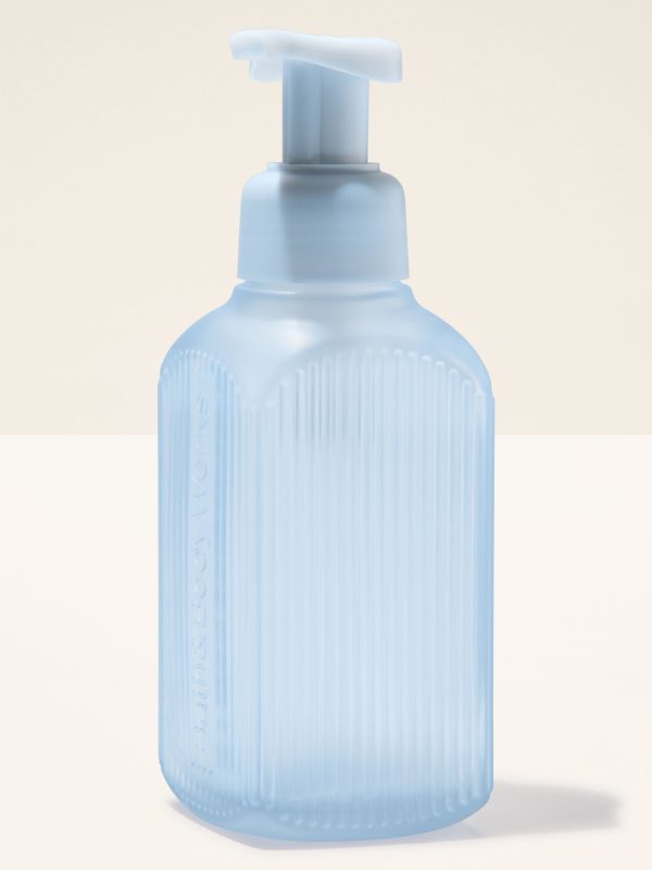 Gentle & Clean Foaming Hand Soap Dispenser Light Blue Ribbed Glass