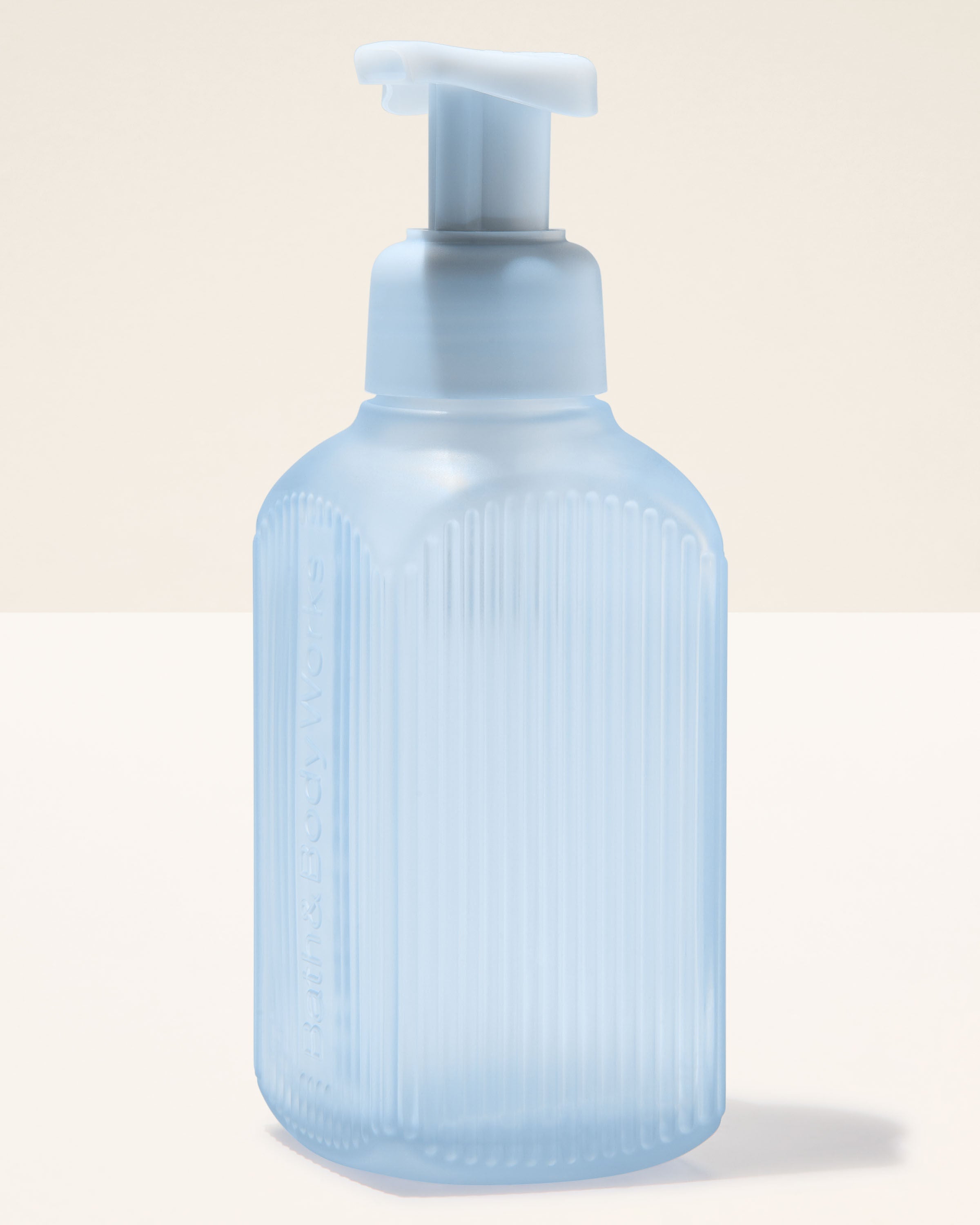 Gentle & Clean Foaming Hand Soap Dispenser Light Blue Ribbed Glass