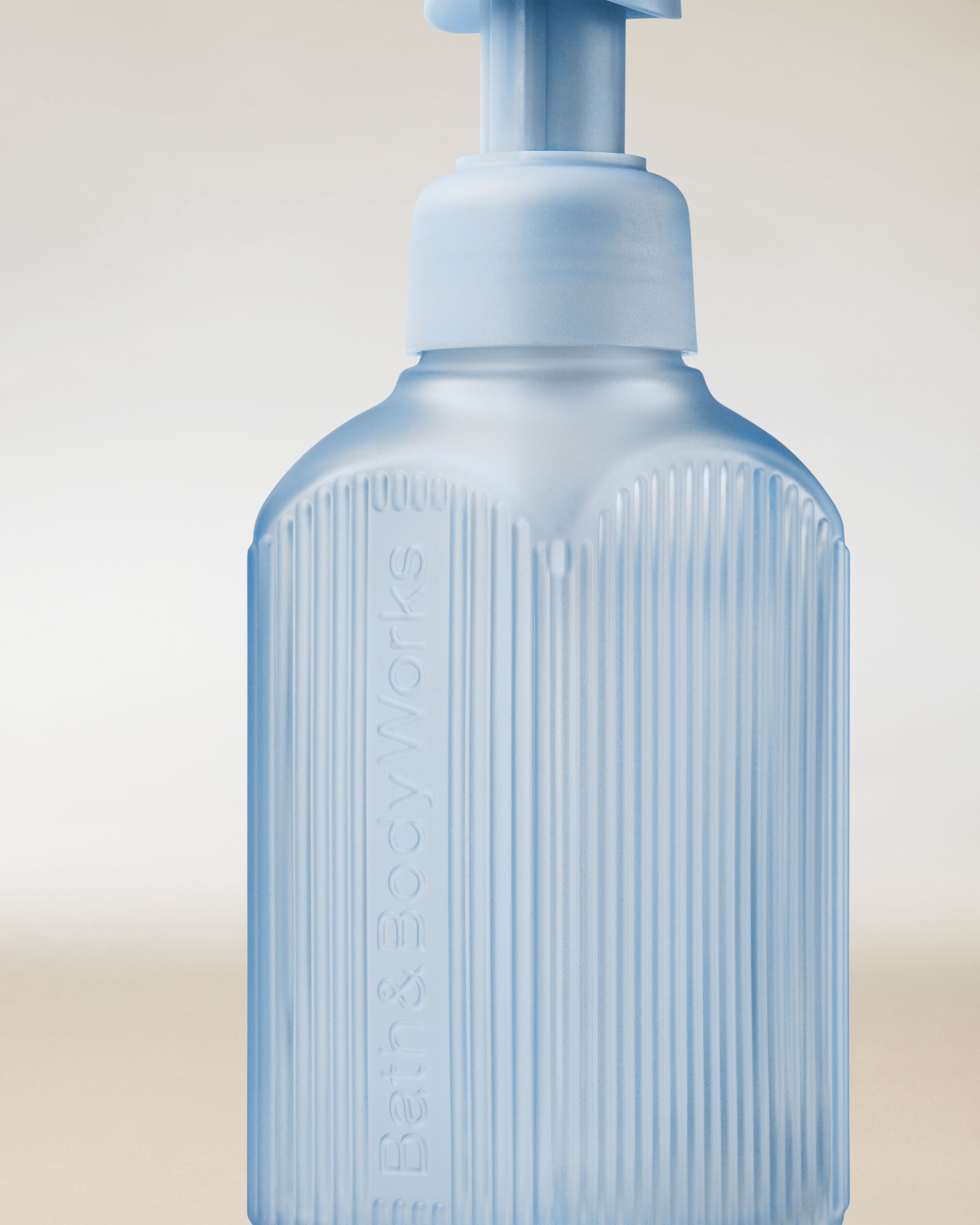 Gentle & Clean Foaming Hand Soap Dispenser Light Blue Ribbed Glass - Image 2