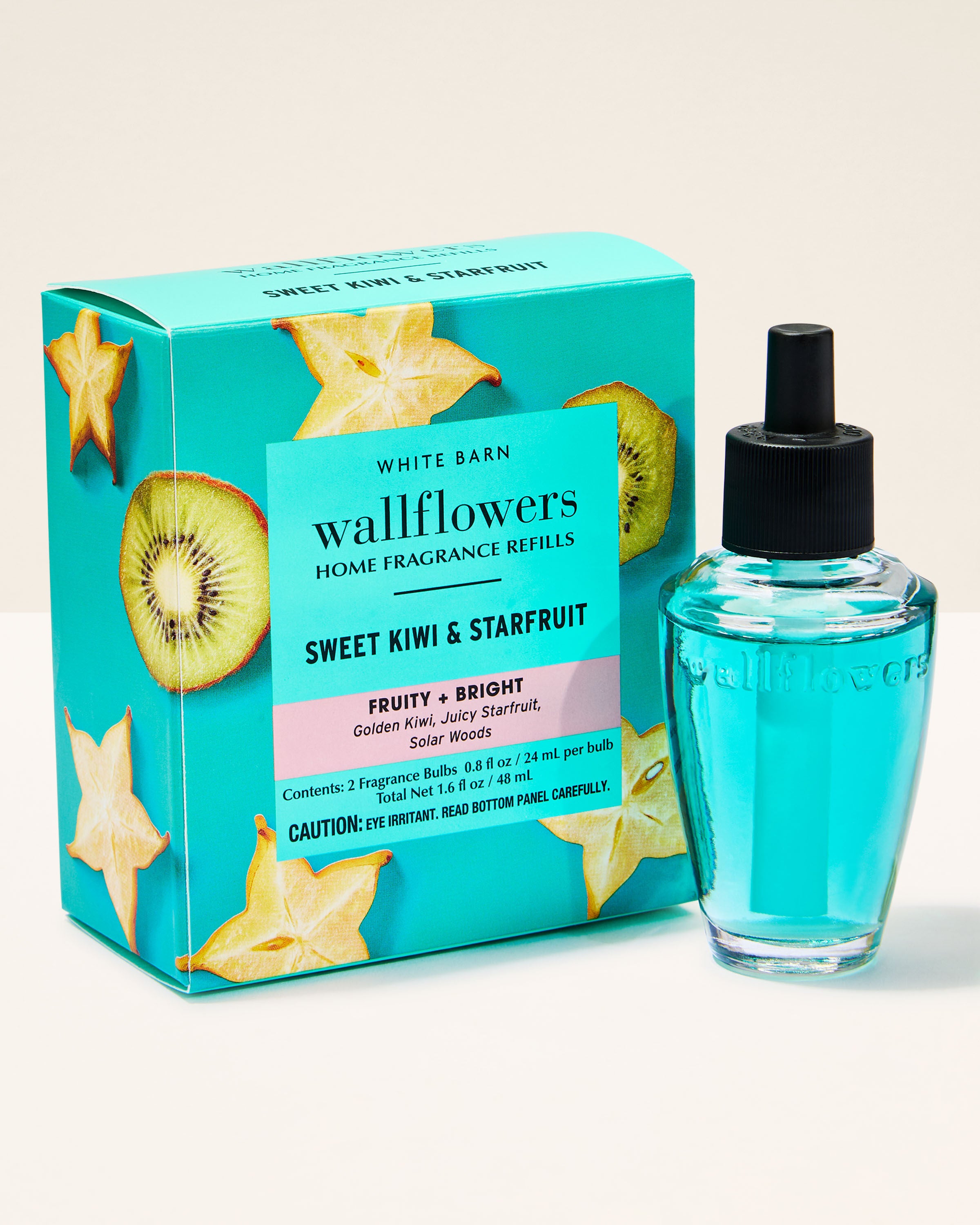 Wallflowers Refills 2-Pack Sweet Kiwi & Starfruit 2 fragrance bulbs 0.8 fl oz / 24 ml per bulb total net 1.6 fl oz / 48 ml