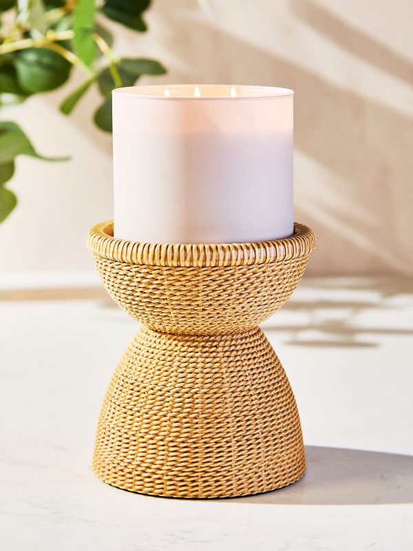 3-Wick Candle Holder Woven Pedestal