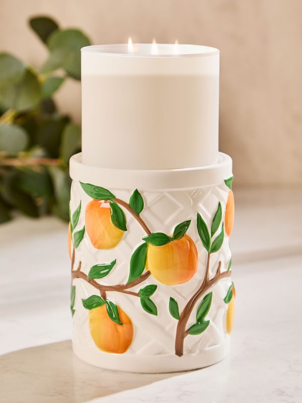 3-Wick Candle Holder Vera Bradley Peach Pedestal