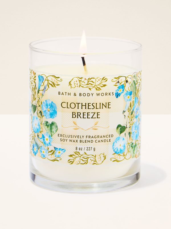 Single Wick Candle Clothesline Breeze 8 oz / 227 g