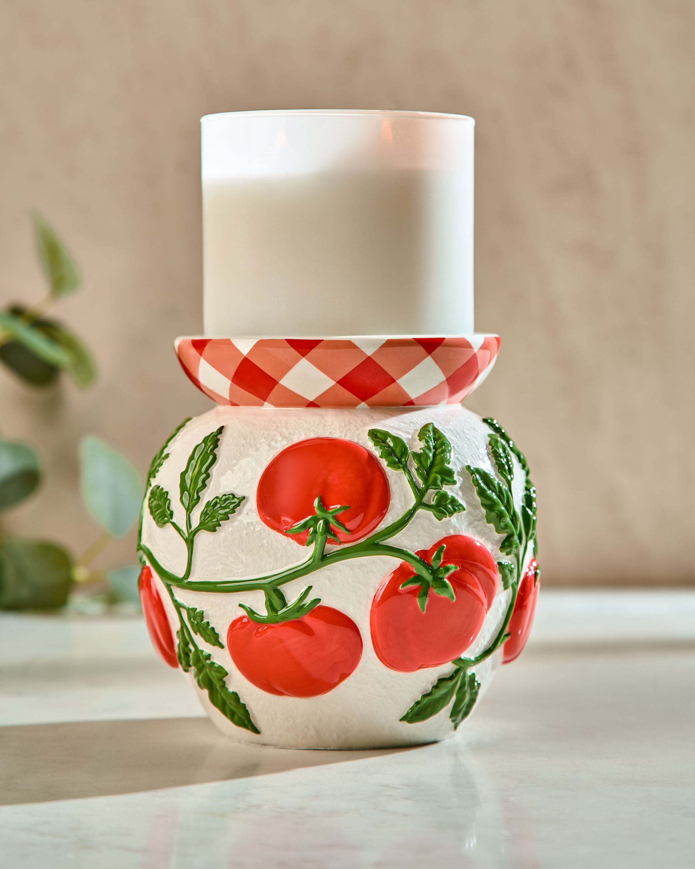 3-Wick Candle Holder Tomato Vine Pedestal